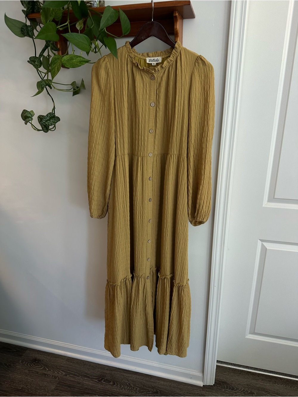 Listicle Button-Front Maxi Dress
